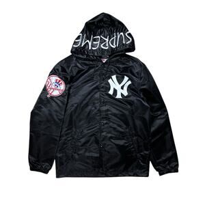 Supreme x Yankees MLB Satin Hooded Coaches Jacket